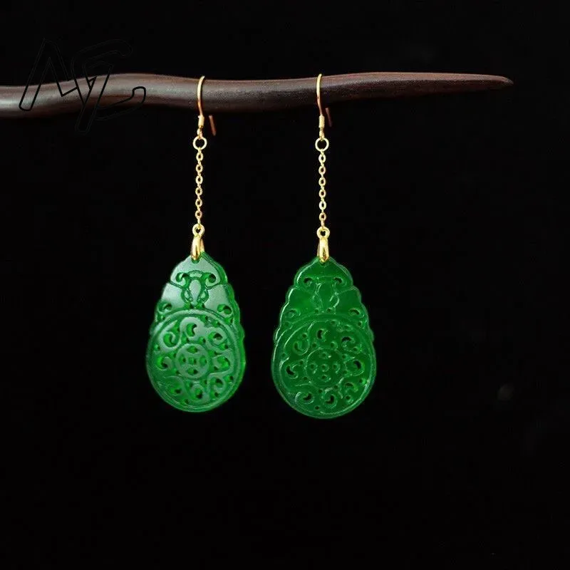Women Accessories For Hand - 925 Zilver Natuurlijke Groene Jade Hollow