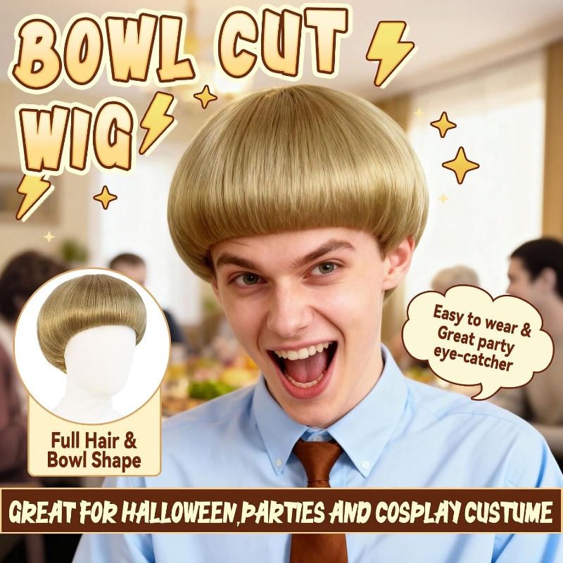 Korte blonde bowl cut pruik, b - Women'S Accessories In The 60S recensie en prijs