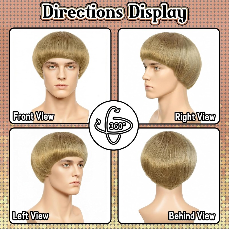 Korte blonde bowl cut pruik, b - Women'S Accessories In The 60S recensie en prijs